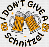 I Don’t Give A Schnitzel - Oktoberfest DTF Transfer Adult Unisex - S & M (10’’) / Dark Color Design (See Imaging)