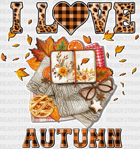 I Love Autumn Picnic - Fall Dtf Transfer Adult Unisex S & M (10’’) / Light Color Design (See