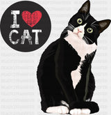 I Love Cat - Cats DTF Transfer Adult Unisex - S & M (10’’) / Dark Color Design (See Imaging)