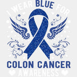 I Wear Blue - Colon Cancer DTF Transfers - Adult Unisex - S & M (10’’) / Light Color Design (See Imaging)