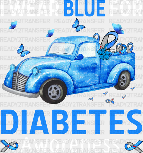 I Wear Blue For Diabetes Awareness - Dtf Heat Transfer Adult Unisex S & M (10’’) / Light Color