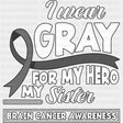 I Wear Gray For My Hero My Sister - Brain Cancer DTF Transfers