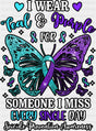I Wear Teal And Purple Butterfly Design - Suicide Awareness DTF Transfer Adult Unisex - S & M (10’’) / Dark Color