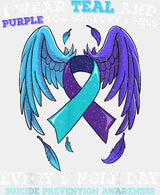 I Wear Teal And Purple - Suicide Awareness DTF Transfer Adult Unisex - S & M (10’’) / Light Color Design (See Imaging)