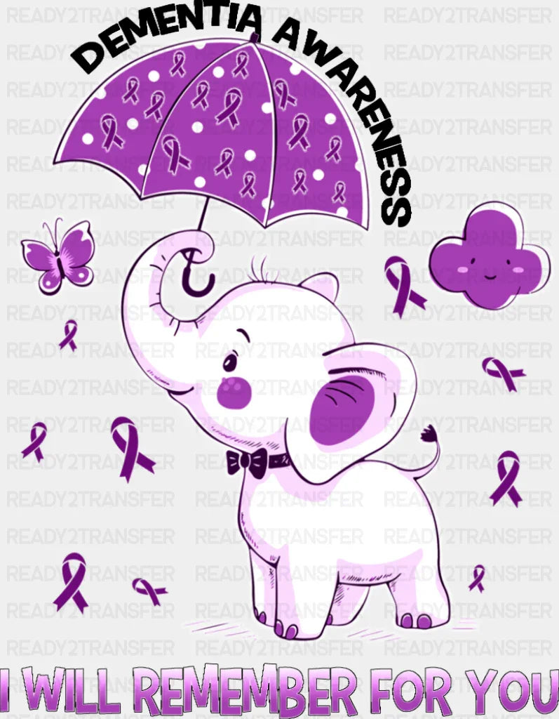 I Will Remember For You - Alzheimer’s Awareness DTF Transfer Adult Unisex - S & M (10’’) / Dark Color Design (See