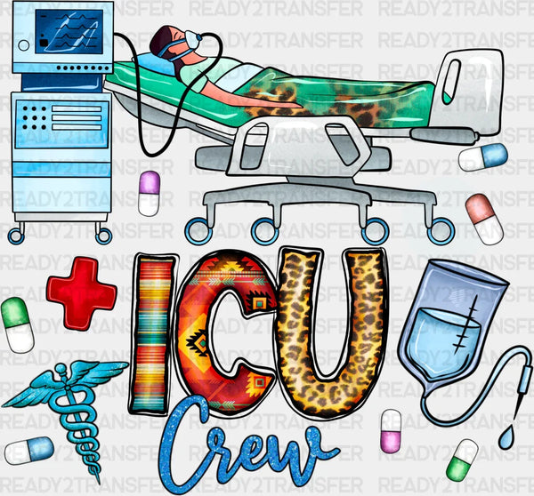 ICU Crew Doodles Design - ICU Nurse DTF Transfers