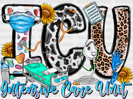 Icu Intensive Care Unit Doodles Design - Nurse Dtf Transfers