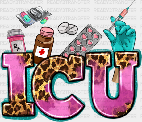 Icu Leopard Doodles Design - Nurse Dtf Transfers