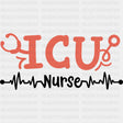 ICU Nurse, B&W ECG Line - ICU DTF Transfers ready2transfer Dark Color Design (See Imaging)