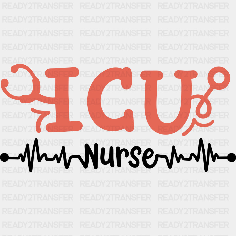 ICU Nurse, B&W ECG Line - ICU DTF Transfers ready2transfer Dark Color Design (See Imaging)