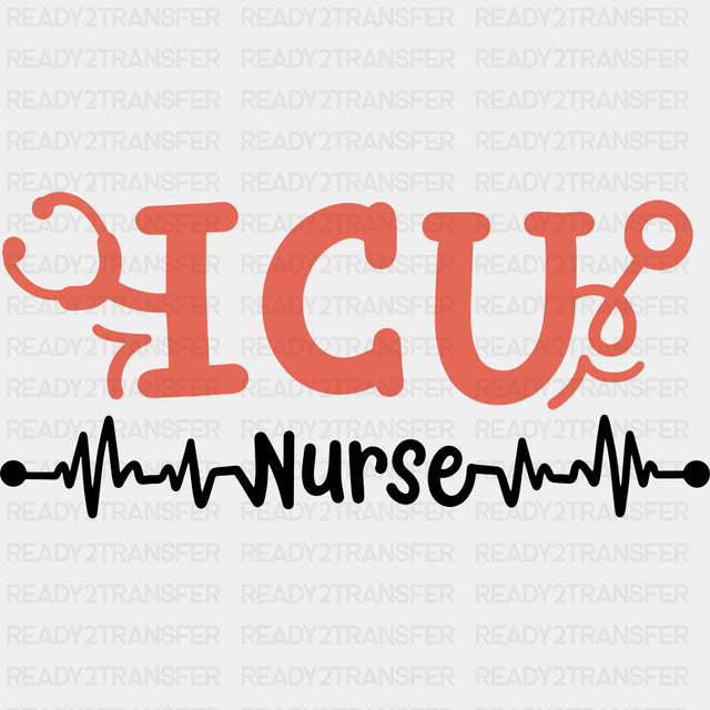 ICU Nurse, B&W ECG Line - ICU DTF Transfers ready2transfer Dark Color Design (See Imaging)