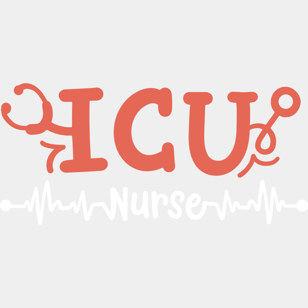 ICU Nurse, B&W ECG Line - ICU DTF Transfers ready2transfer Light Color Design (See Imaging)