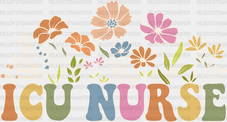 Icu Nurse Flowers Design - Dtf Transfers Adult Unisex S & M (10’’) / White