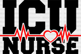 Icu Nurse Heartbeat Design - Dtf Transfers Adult Unisex S & M (10’’) / Black