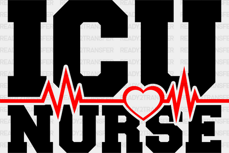 Icu Nurse Heartbeat Design - Dtf Transfers Adult Unisex S & M (10’’) / Black