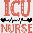 ICU Nurse, Hearts & ECG Line - ICU DTF Transfers ready2transfer Dark Color Design (See Imaging)