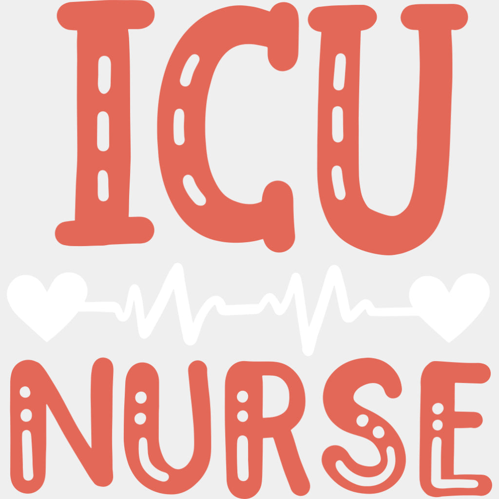 ICU Nurse, Hearts & ECG Line - ICU DTF Transfers ready2transfer Light Color Design (See Imaging)