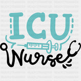 ICU Nurse, Teal Color Syringe - ICU DTF Transfers ready2transfer Dark Color Design (See Imaging)