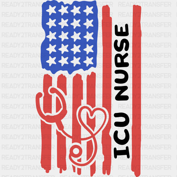 ICU Nurse USA Flag - ICU DTF Transfers