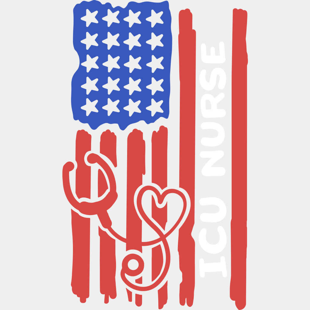 ICU Nurse USA Flag - ICU DTF Transfers ready2transfer Light Color Design (See Imaging)