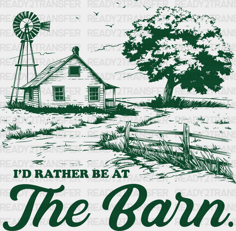 I’d Rather Be At The Barn - Farmer Dtf Transfer Adult Unisex S & M (10’’) / Green Color