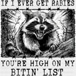 If I Ever Get Rabies, You're High On My Bitin' List - Funny DTF Transfers ready2transfer Dark Color Design (See Imaging)