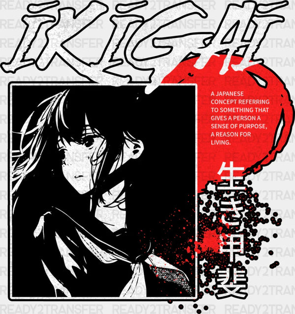 Ikigai Anime Girl - Anime DTF heat transfer