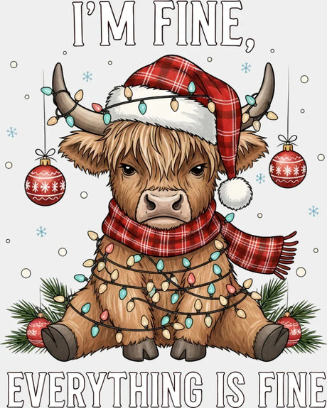 I’m Fine Everything Is Fine - Christmas DTF Transfer Adult Unisex - S & M (10’’) / Light Color Design (See Imaging)