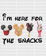 I’m Here For The Snacks Disney Dtf Transfer Adult Unisex - S & M (10’) / Black