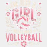 I'm Just A Girl Who Loves Volleyball, Pink - Volleyball DTF Transfers ready2transfer Light Color Design (See Imaging)
