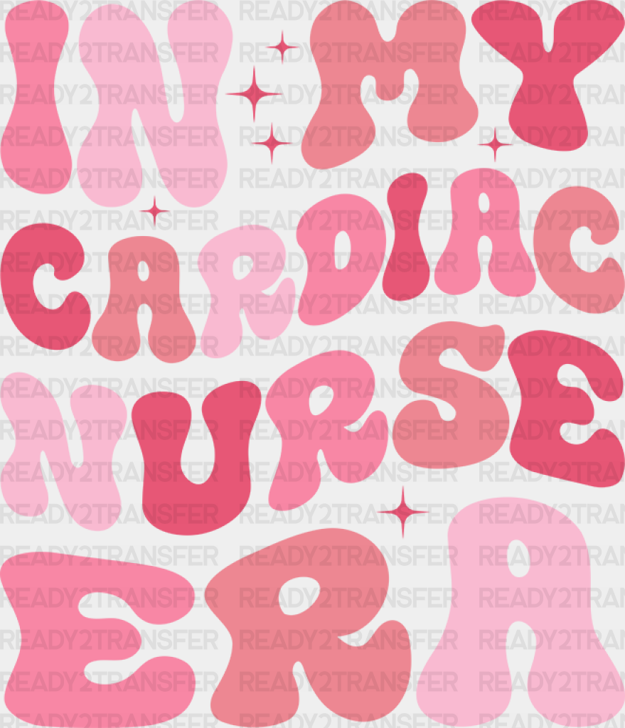 In My Cardiac Nurse Era - Dtf Transfers Adult Unisex S & M (10’’) / Black