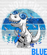 In November We Wear Blue Dinosaur - Diabetes Dtf Heat Transfer Adult Unisex S & M (10’’) /