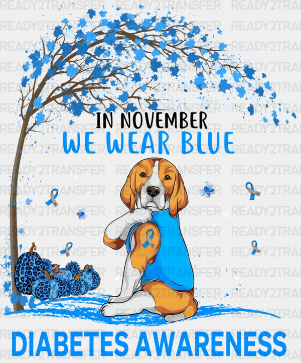 In November We Wear Blue Dog Design - Diabetes DTF heat transfer