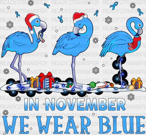 In November We Wear Blue Flamingo - Diabetes DTF heat transfer