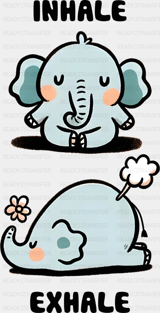 Inhale Exhale Elephant Design - Yoga Dtf Heat Transfer Adult Unisex S & M (10’’) / Black