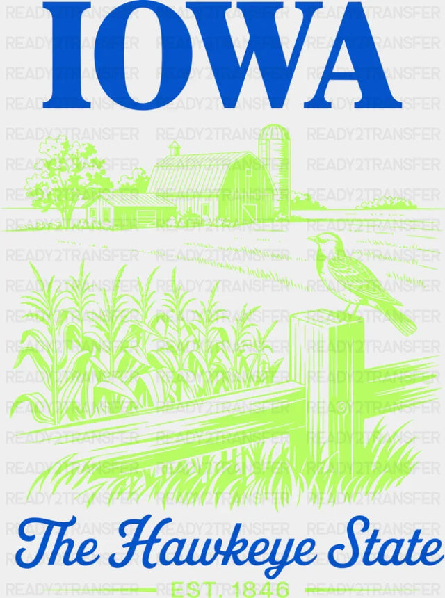 Iowa The Hawkeye State - States & Cities DTF Transfer ready2transfer