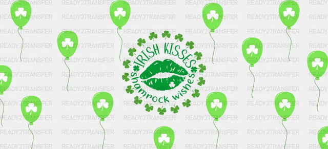 Irish Kisses Shamrock Wishes - St Patrick Cup Wrap Uv Sticker Permanent Dtf Decal