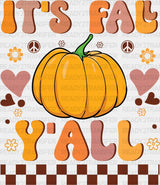 It’s Fall Y’all Peace Sign Pumpkin - Dtf Transfer Adult Unisex S & M (10’’) / Dark Color