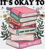 It’s Okay To... Books Design - Mental Health Dtf Transfer Adult Unisex S & M (10’’) / Dark