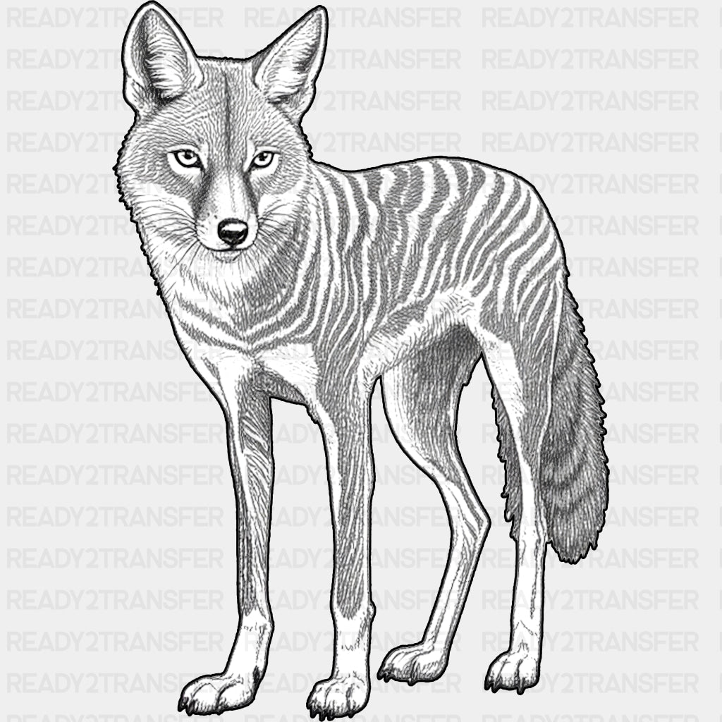 Jackal B&W - Animals DTF Transfers - Adult Unisex - S & M (10’’) / Dark Color Design (See Imaging)