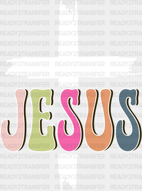 Jesus Cross Design - Christianity Dtf Heat Transfer Adult Unisex S & M (10’’) / Light Color