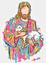 Jesus Holding A Lamb - Christianity DTF Transfer Adult Unisex - S & M (10’’) / Light Color Design (See Imaging)