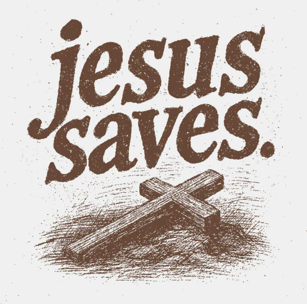Jesus Saves Dark & Brown Design - Christianity DTF Transfer Adult Unisex - S & M (10’’) / Brown Color Design (See