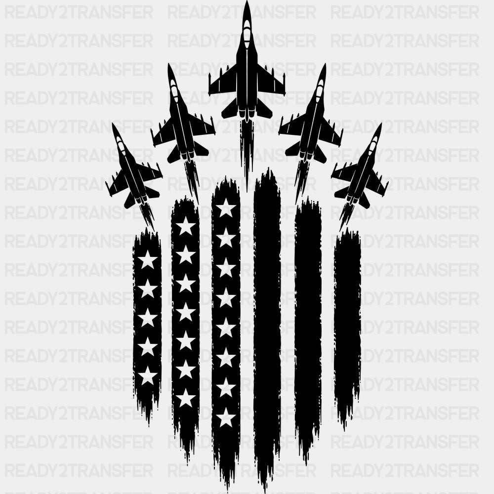 Jet Trails B&W - Air Force DTF Transfers - Adult Unisex - S & M (10’’) / Dark Color Design (See Imaging)