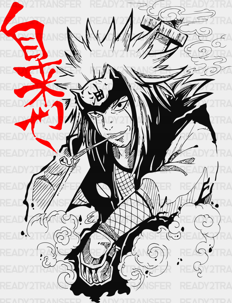 Jiraiya Red Design - Naruto Iron On Dtf Transfer