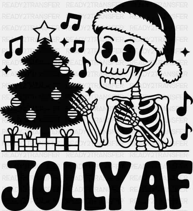 Jolly AF 4 Colors - Christmas DTF Transfer Adult Unisex - S & M (10’’) / Dark Color Design (See Imaging)
