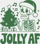 Jolly AF 4 Colors - Christmas DTF Transfer Adult Unisex - S & M (10’’) / Green Color Design (See Imaging)