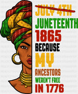 July 4th Juneteenth 1865 - Juneteenth DTF Transfer Adult Unisex - S & M (10’’) / Dark Color Design (See Imaging)