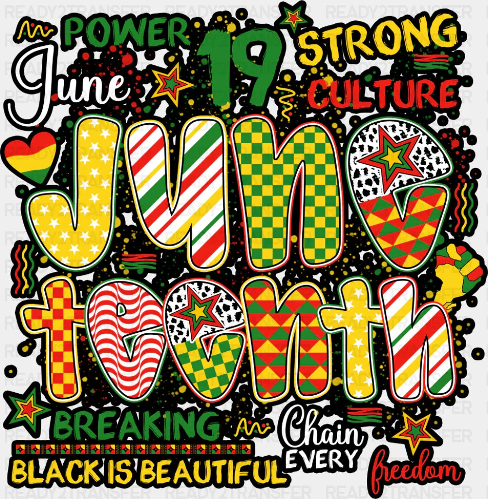 June 19 Black Is Beautiful - Juneteenth DTF Transfer ready2transfer Dark Color Design (See Imaging)