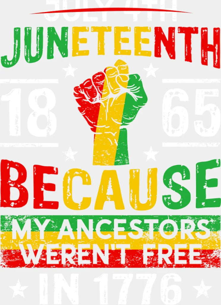 Juneteenth 1865 Because My Ancestors Weren’t Free - Juneteenth DTF Transfer Adult Unisex - S & M (10’’) / Light Color